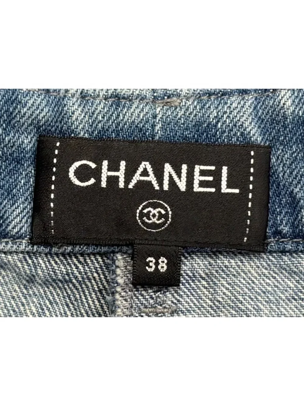 Chanel Denim Shorts CC Logo Indigo Blue